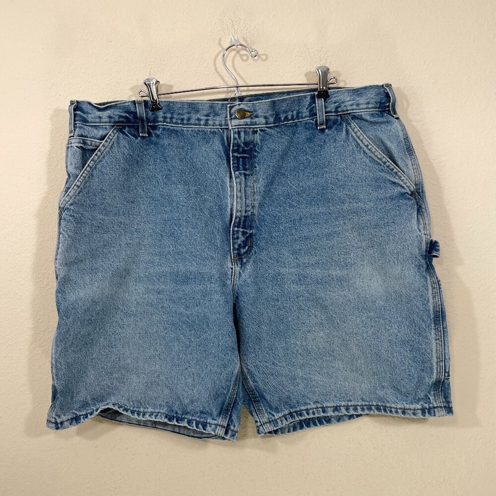 Carhartt Jean Shorts‎ Mens 42 Carpenter B29 STW Denim Blue Workwear Y2K